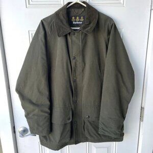 Men's Bulgarian Made Soft Cotton Barbour Beaufort Olive Green Jacket L See Desc